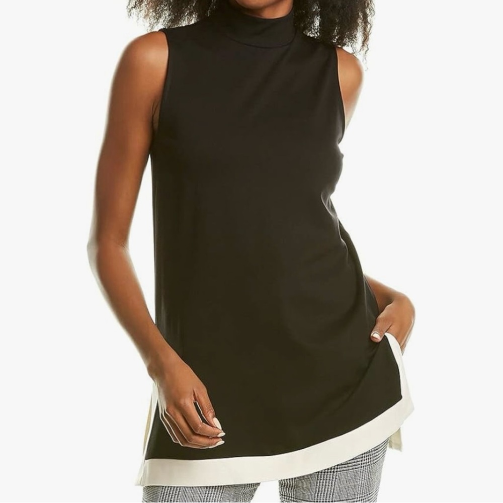 Black and White Sleeveless Women's Top